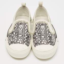Dior White/Black Oblique Canvas and Rubber B23 Low Top Sneakers Size 39