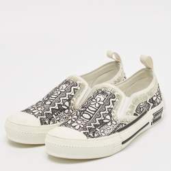 Dior White/Black Oblique Canvas and Rubber B23 Low Top Sneakers Size 39