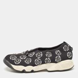 Dior Black Mesh Embellished Fusion Sneakers Size 38
