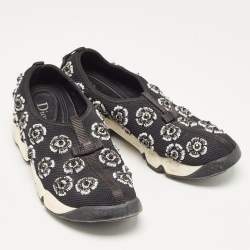 Dior Black Mesh Embellished Fusion Sneakers Size 38
