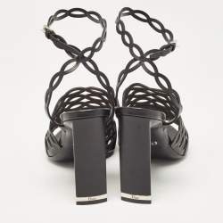 Pre Owned Dior Black Leather Ankle Strap Sandals Size 38