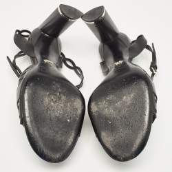 Pre Owned Dior Black Leather Ankle Strap Sandals Size 38