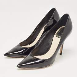 Pre Owned Dior Black Patent Leather Cherie Pumps Size 37.5