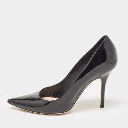 Pre Owned Dior Black Patent Leather Cherie Pumps Size 37.5