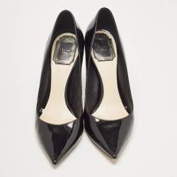 Pre Owned Dior Black Patent Leather Cherie Pumps Size 37.5