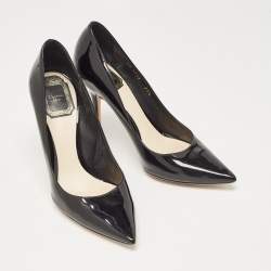 Pre Owned Dior Black Patent Leather Cherie Pumps Size 37.5