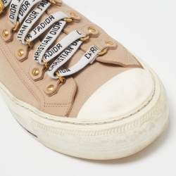 Dior Beige Knit Fabric and Leather Walk'n'Dior Sneakers Size 39.5