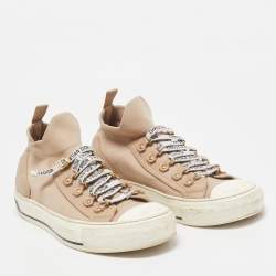 Dior Beige Knit Fabric and Leather Walk'n'Dior Sneakers Size 39.5