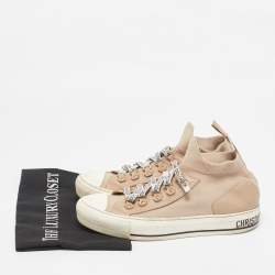 Dior Beige Knit Fabric and Leather Walk'n'Dior Sneakers Size 39.5
