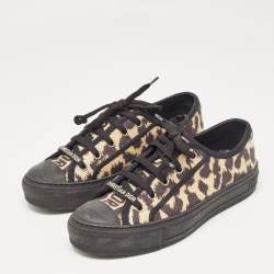 Pre Owned Dior Beige/Black Leopard Print Canvas Walk'n'Dior Sneakers Size 37