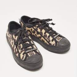 Pre Owned Dior Beige/Black Leopard Print Canvas Walk'n'Dior Sneakers Size 37