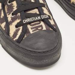 Pre Owned Dior Beige/Black Leopard Print Canvas Walk'n'Dior Sneakers Size 37