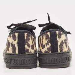 Pre Owned Dior Beige/Black Leopard Print Canvas Walk'n'Dior Sneakers Size 37