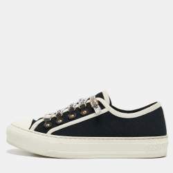 Dior Black/Cream Canvas Walk'n'Dior Sneakers Size 37
