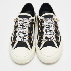 Dior Black/Cream Canvas Walk'n'Dior Sneakers Size 37