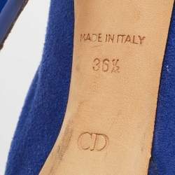 Dior Blue Suede Miss Dior Peep Toe Pumps Size 36.5