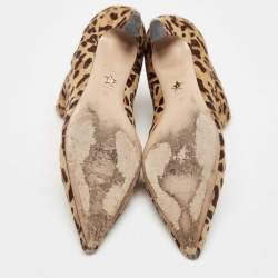 Pre Owned Dior Black/Brown Calf Hair Pointed Toe Ankle Boots Size 38