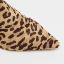 Pre Owned Dior Black/Brown Calf Hair Pointed Toe Ankle Boots Size 38