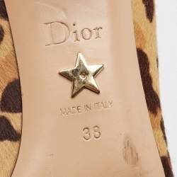 Pre Owned Dior Black/Brown Calf Hair Pointed Toe Ankle Boots Size 38