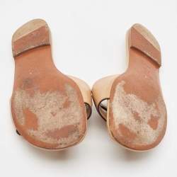 Dior Brown Leather D-Club Flat Slides Size 40