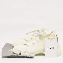 Pre Owned Dior White/Cream Leather and Fabric D-Connect Sneakers Size 40.5
