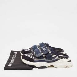 Dior Navy Blue Fabric and Suede D-Wander Mules Size 38