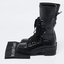 Dior Black Leather Ankle Length D-Fight Boots Size 38