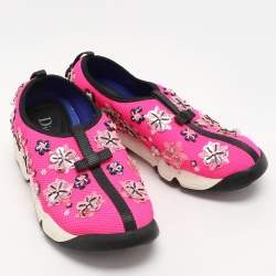 Dior Pink Mesh Embellished Fusion Slip On Sneakers Size 37