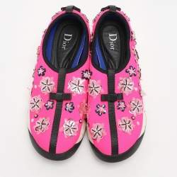 Dior Pink Mesh Embellished Fusion Slip On Sneakers Size 37