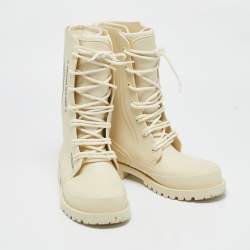 Pre Owned حذاء بوت ديور ديوركامب كومبات مطاط كريمي مقاس 35