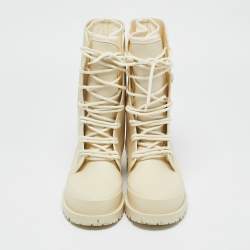 Pre Owned حذاء بوت ديور ديوركامب كومبات مطاط كريمي مقاس 35