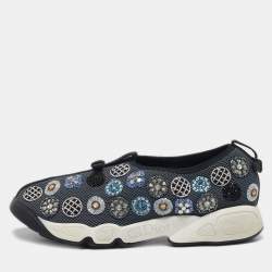 Dior Grey Mesh Crystal Embellished Fusion Slip On Sneakers Size 38.5