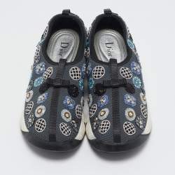 Dior Grey Mesh Crystal Embellished Fusion Slip On Sneakers Size 38.5