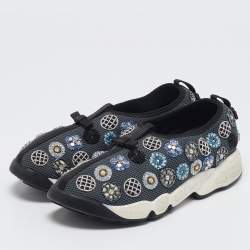 Dior Grey Mesh Crystal Embellished Fusion Slip On Sneakers Size 38.5