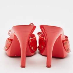 Dior Red Patent Leather Bow Slide Sandals Size 37