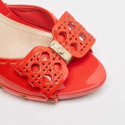Dior Red Patent Leather Bow Slide Sandals Size 37