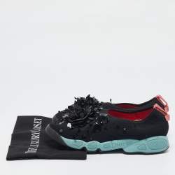 Dior Black Mesh Floral Embellished Fusion Slip On Sneakers Size 38.5