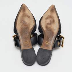 Dior Black Canvas and Leather D-Dior Flat Mules Size 38.5