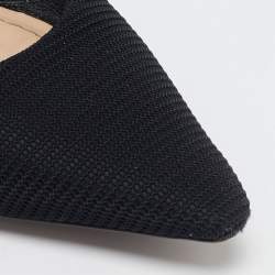 Dior Black Canvas and Leather D-Dior Flat Mules Size 38.5