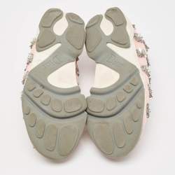 Dior Pink Embellished Mesh Fusion Sneakers Size 38.5