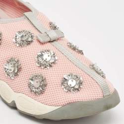 Dior Pink Embellished Mesh Fusion Sneakers Size 38.5