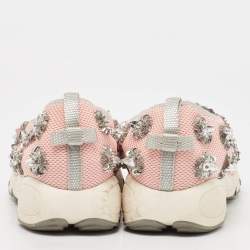 Dior Pink Embellished Mesh Fusion Sneakers Size 38.5