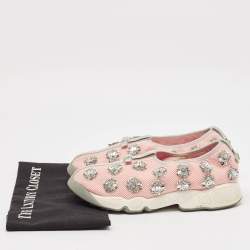 Dior Pink Embellished Mesh Fusion Sneakers Size 38.5