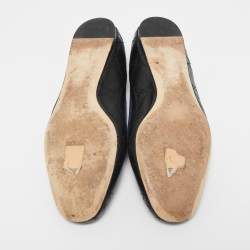 Dior Black/Red Cannage Leather And Rubber Gum Ballet Flats Size 37