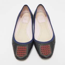 Dior Black/Red Cannage Leather And Rubber Gum Ballet Flats Size 37