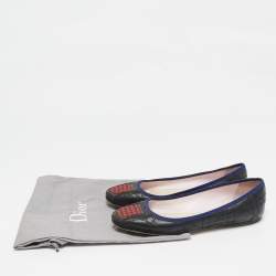 Dior Black/Red Cannage Leather And Rubber Gum Ballet Flats Size 37