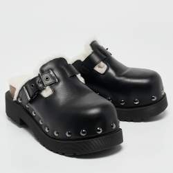 Dior Black Leather Diorquake Clogs Size 36