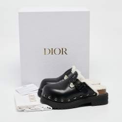 Dior Black Leather Diorquake Clogs Size 36