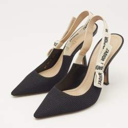 Pre Owned Dior Black Canvas J'Adior Slingback Pumps Size 39