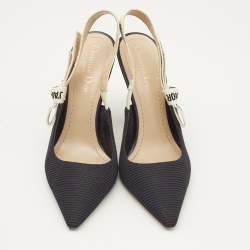 Pre Owned Dior Black Canvas J'Adior Slingback Pumps Size 39
